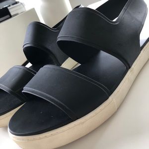 Vince Eres black rubber sling back sandal